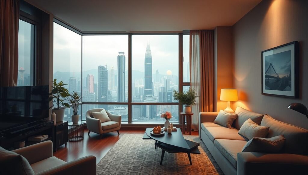 A cozy, warm-lit interior of a traditional Hong Kong high-rise apartment, showcasing the Telecombrother 5G home broadband solution. The scene features a well-appointed living room with modern furnishings, large windows, and a sleek, unobtrusive broadband router prominently displayed. Soft, diffused lighting casts a inviting glow, while the cityscape of Hong Kong's iconic skyline is visible in the background, emphasizing the convenience and connectivity of this 5G home broadband solution for urban living. A cozy, warm-lit interior of a traditional Hong Kong high-rise apartment, showcasing the Telecombrother 5G home broadband solution. The scene features a well-appointed living room with modern furnishings, large windows, and a sleek, unobtrusive broadband router prominently displayed. Soft, diffused lighting casts a inviting glow, while the cityscape of Hong Kong's iconic skyline is visible in the background, emphasizing the convenience and connectivity of this 5G home broadband solution for urban living.