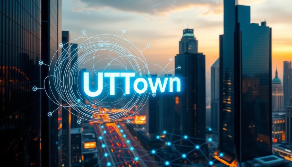 A futuristic cityscape of towering skyscrapers and glistening glass facades, illuminated by a serene blue hue. In the foreground, a holographic UTown logo floats, surrounded by swirling lines of code and abstract blockchain symbols. The mid-ground features a network of interconnected nodes, pulsing with energy, representing the secure and decentralized nature of the USDT entertainment platform. In the background, a panoramic view of the city skyline, bathed in a warm, cinematic lighting, conveying a sense of stability and reliability. The overall scene exudes a sleek, high-tech aesthetic, reflecting the advanced technological capabilities that underpin the USDT entertainment ecosystem. A futuristic cityscape of towering skyscrapers and glistening glass facades, illuminated by a serene blue hue. In the foreground, a holographic UTown logo floats, surrounded by swirling lines of code and abstract blockchain symbols. The mid-ground features a network of interconnected nodes, pulsing with energy, representing the secure and decentralized nature of the USDT entertainment platform. In the background, a panoramic view of the city skyline, bathed in a warm, cinematic lighting, conveying a sense of stability and reliability. The overall scene exudes a sleek, high-tech aesthetic, reflecting the advanced technological capabilities that underpin the USDT entertainment ecosystem.