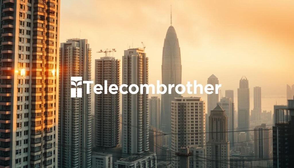 A sleek, modern skyline of Hong Kong's iconic high-rise apartment buildings, the Telecombrother logo prominently displayed in the foreground. The buildings are bathed in warm, golden-hour lighting, casting long shadows across the scene. In the middle ground, a network of cables and wires connect the buildings, representing the seamless broadband infrastructure. The background is hazy with a soft, dreamlike quality, emphasizing the urban density and technological advancement of this bustling metropolis. A sleek, modern skyline of Hong Kong's iconic high-rise apartment buildings, the Telecombrother logo prominently displayed in the foreground. The buildings are bathed in warm, golden-hour lighting, casting long shadows across the scene. In the middle ground, a network of cables and wires connect the buildings, representing the seamless broadband infrastructure. The background is hazy with a soft, dreamlike quality, emphasizing the urban density and technological advancement of this bustling metropolis.