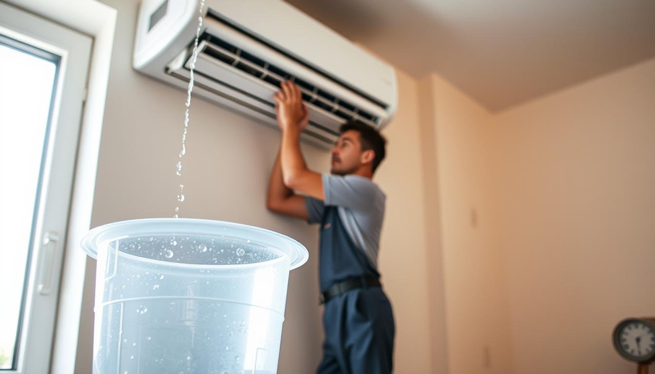 冷氣機滴水維修時，住戶應如何暫時接水、保護電器及保持現場安全？